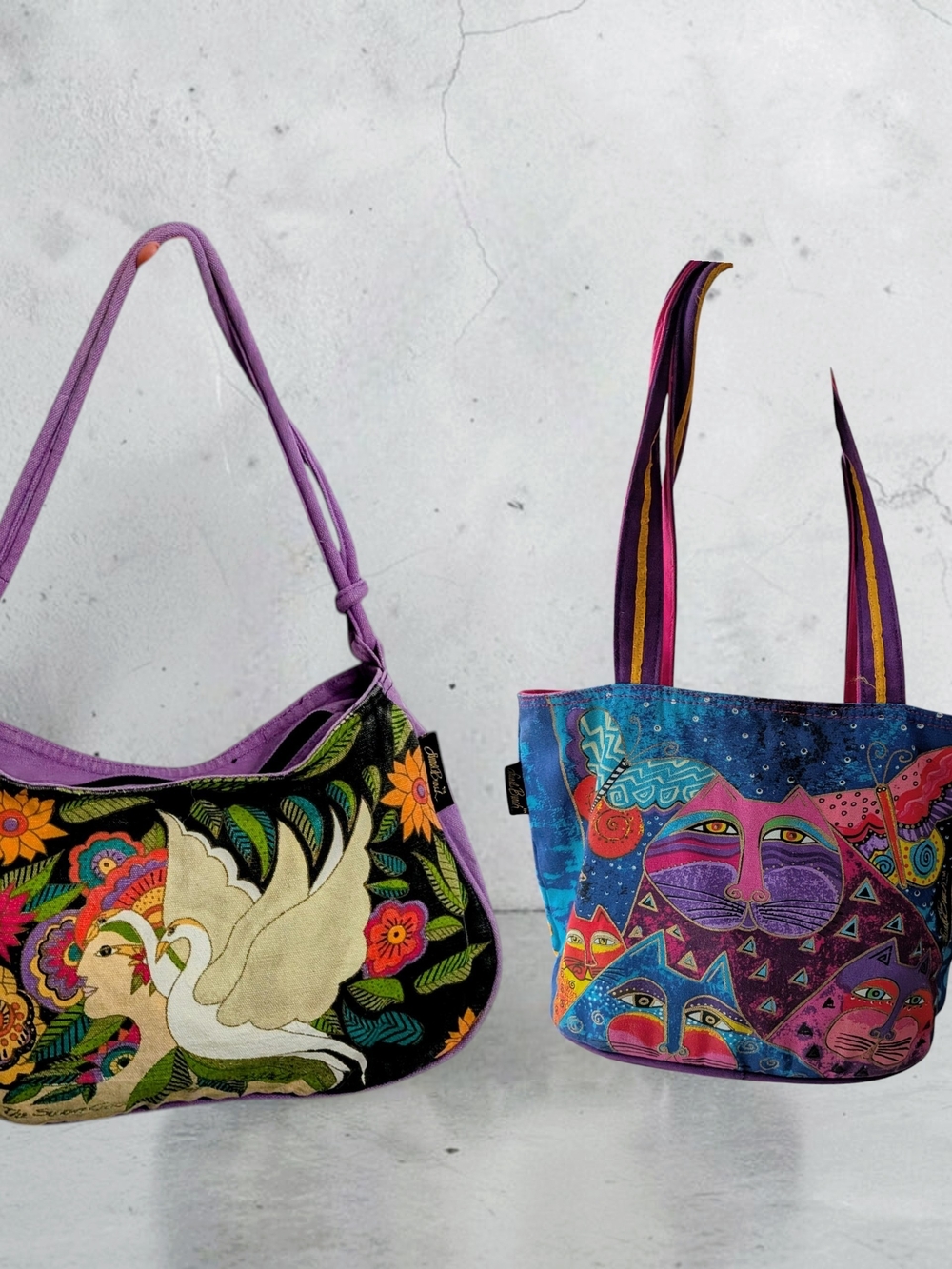 Colorful Artistic Women's Shoulder Bag - Purple Accent